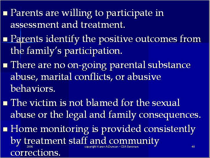 Parents are willing 2 Juvenile Sex Offenders CEUs